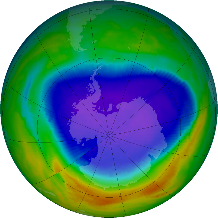 Antarctic ozone map for 30 September 1992